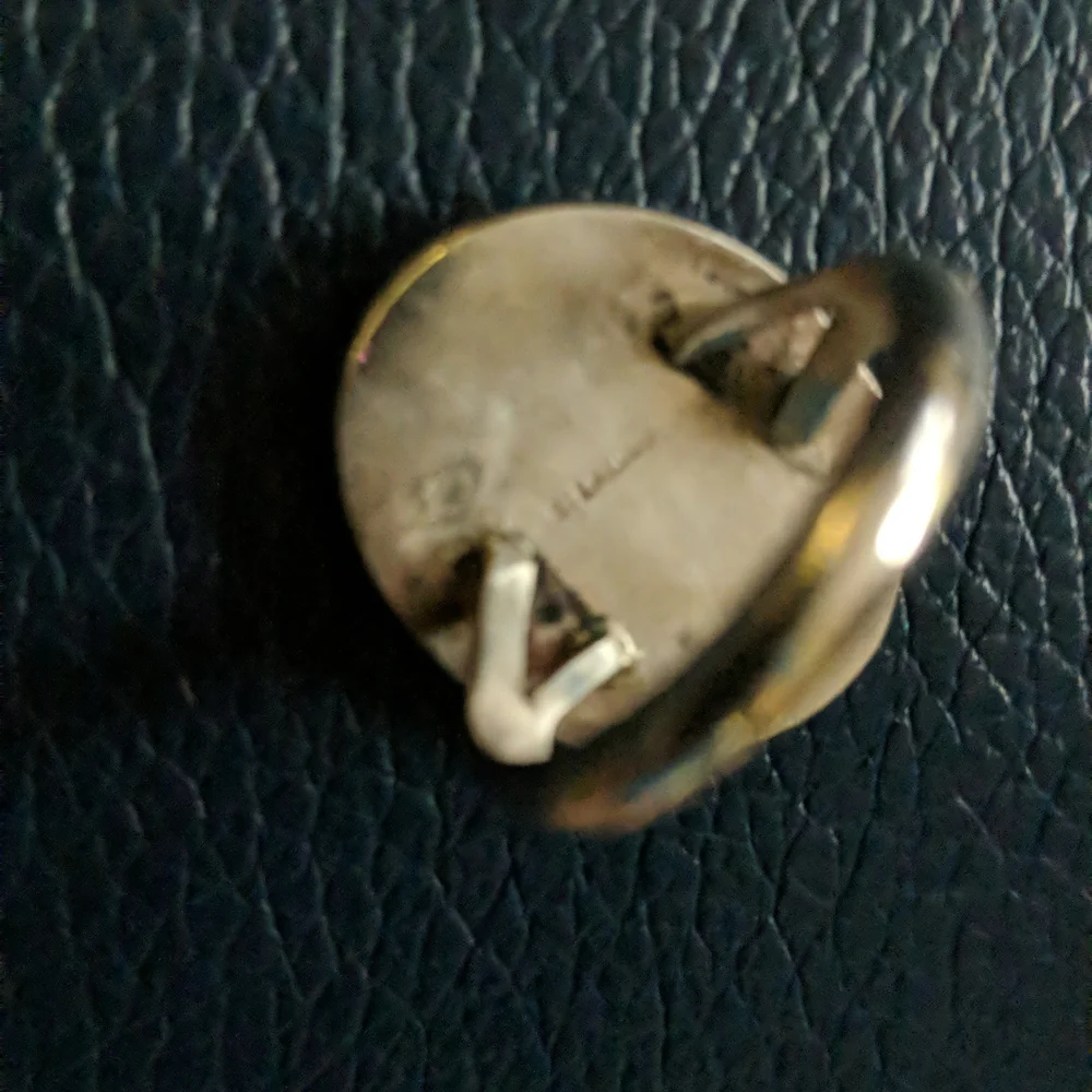 Antique ivory scrimshaw sterling silver ring with dog - Picture 3 of 5